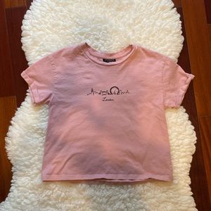 TOPSHOP LONDON Short Sleeve Embroidered Cropped Top Size 4